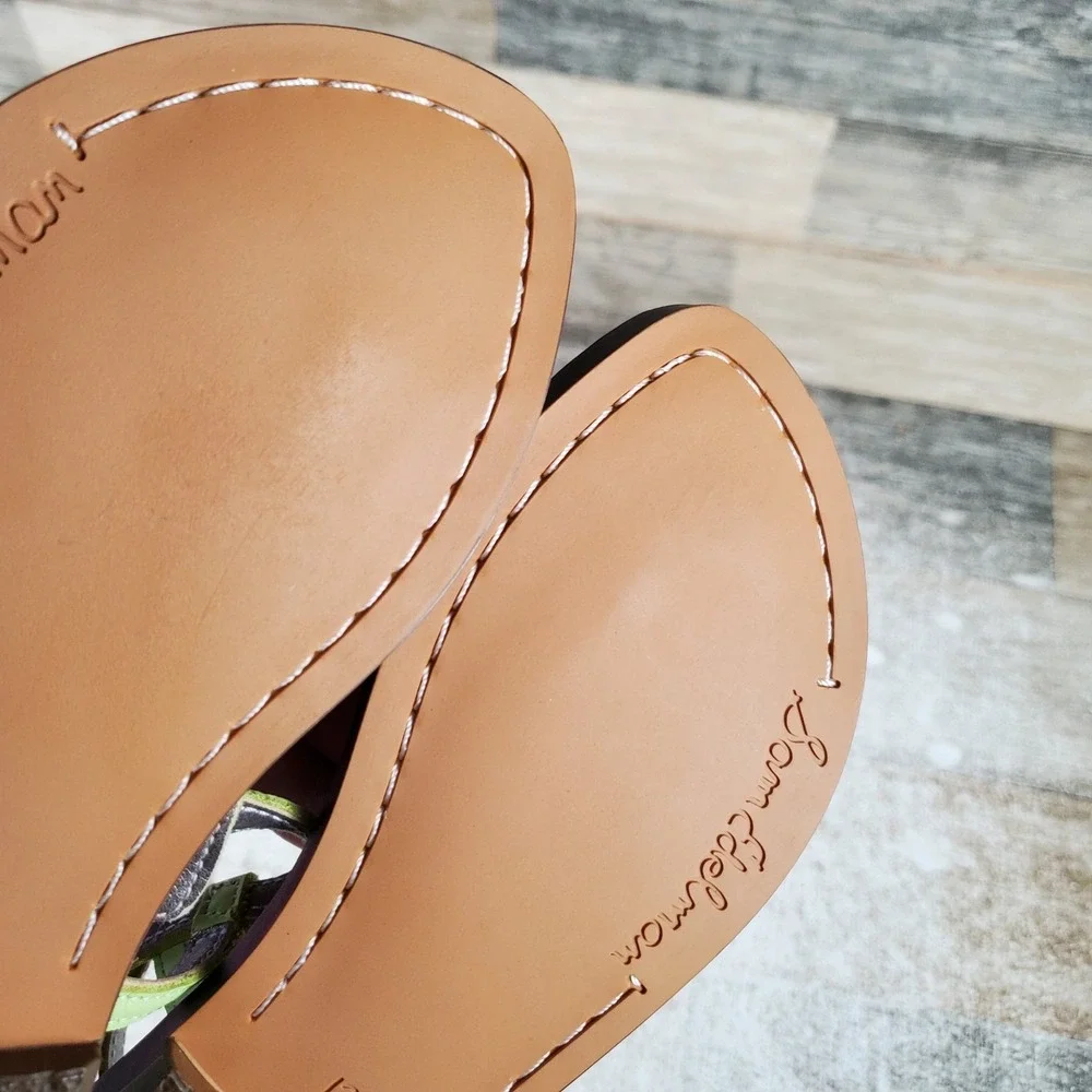 Sam Edelman Gigi Kids Thong Sandals Sz 12 Kiwi Croc Leather‎ Buckle Ankle Strap